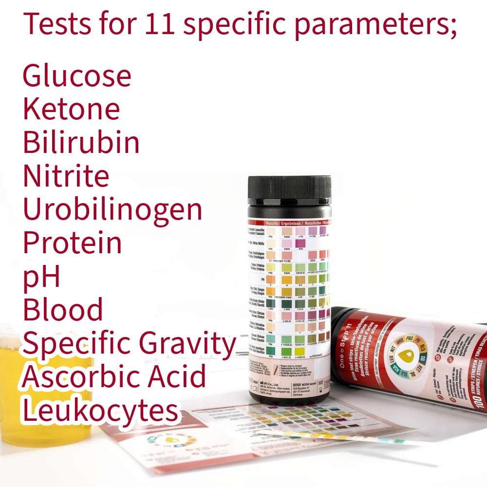 11 parameter urine test strips Diabetes, UTI, pH & more 100 test pack