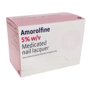 a box of 3ml amorolfine 5% nail lacquer