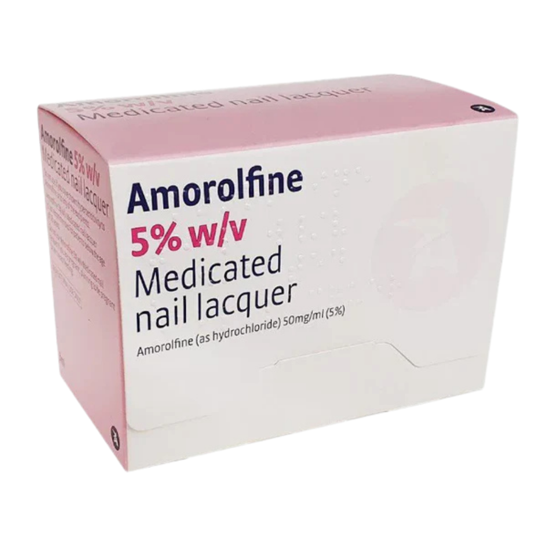 a box of 3ml amorolfine 5% nail lacquer